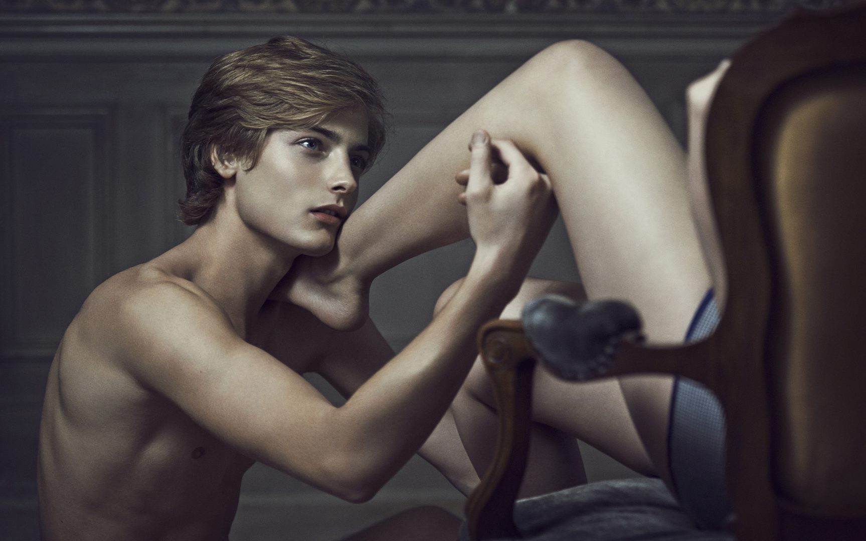 Boy caress girls leg by Stefan Rappo